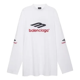 3B Sports Icon Uzun Kollu Oversized Tişört “Beyaz Siyah Kırmızı” 720250TPVD79065