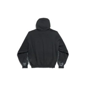 3B Stencil Kapüşonlu Sweatshirt Orta Kesim “Siyah” 767877TQVT71083