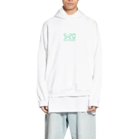 5:20 Grafik Kapüşonlu Sweatshirt “Beyaz Yeşil” 674986TMVL69164