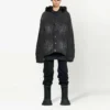 Ağartılmış Efektli Düğmeli Kapüşonlu Denim Ceket “Siyah” 724653TNW541129