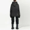 Ağartılmış Efektli Düğmeli Kapüşonlu Denim Ceket “Siyah” 724653TNW541129