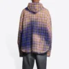 Ağartılmış Ekose Uzun Kollu Kapüşonlu Gömlek “Purple Beige” 699223TMM095212