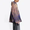 Ağartılmış Ekose Uzun Kollu Kapüşonlu Gömlek “Purple Beige” 699223TMM095212
