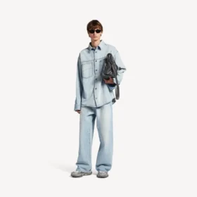 Açık mavi Denim uzun kollu gömlek