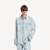 Açık mavi Denim uzun kollu gömlek Açık mavi Denim uzun kollu gömlek