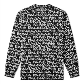 All Over Balenciaga Paris Intarsia Kazak “Siyah Beyaz” 599826T31701070