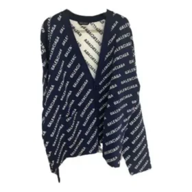 Allover Logo Örgü Hırka “Blue White” 736248T32338502