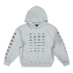 Arşiv Logolu Kapüşonlu Sweatshirt “Açık Gri” 726241TNVQ81342