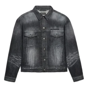 Arka Logolu Denim Ceket, Geniş Kesim “Fake Wash Black” 620728TIW435720