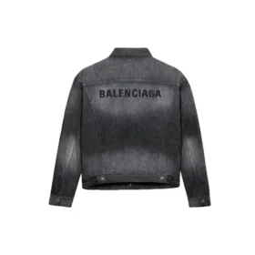 Arka Logolu Denim Ceket, Geniş Kesim “Fake Wash Black” 620728TIW435720