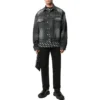 Arka Logolu Denim Ceket, Geniş Kesim “Fake Wash Black” 620728TIW435720
