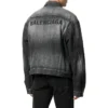 Arka Logolu Denim Ceket, Geniş Kesim “Fake Wash Black” 620728TIW435720