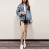 Arka Logolu Denim Ceket “Mavi Yeşil” 606170TDW144065