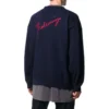 Arka Logolu, Yuvarlak Yakalı, Örme Kaşmir Sweatshirt “Navy” 583111T40924140