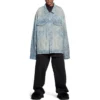 Bal Diagonal Allover Oversized Ceket “Açık Mavi Japon Halka Denim” 773616TPW534868