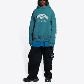 Balenciaga Geniş Kesim Kapüşonlu Sweatshirt “İndigo” 674986TLVJ24480