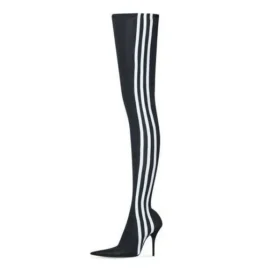 Balenciaga x adidas Knife Diz Üstü Çizmeler “Siyah Beyaz” 724074W2ES11090