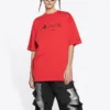 Balenciaga x PlayStation İşbirliği FW21 PS5 Alfabe Geometri Desenli Baskılı Kısa Kollu Unisex Kırmızı 651795TKVF36552