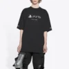 Balenciaga x PlayStation İşbirliği PS5 Alfabe Geometri Desenli Baskılı Kısa Kollu Unisex Siyah 651795TKVF31070
