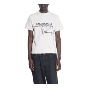 Balenciaga x RuPaul Ortak İmzalı FW21 Harf Baskılı Yuvarlak Yakalı Erkek Beyaz 670943TLV579057