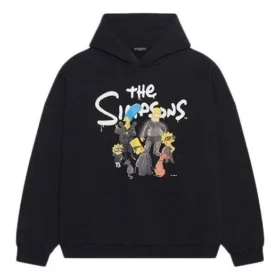 Balenciaga x THE SIMPSONS Pamuklu Kapüşonlu Gömlek Geniş Kesim “Siyah” 674986TLVG81000