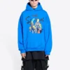 Balenciaga x THE SIMPSONS Pamuklu Kapüşonlu Sweatshirt Geniş Kesim “Mavi” 674986TLVG84210