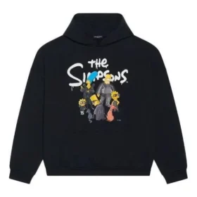 Balenciaga x THE SIMPSONS Pamuklu Kapüşonlu Sweatshirt Geniş Kesim “Siyah” 675003TLVG81000