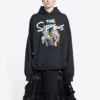 Balenciaga x THE SIMPSONS Pamuklu Kapüşonlu Sweatshirt Geniş Kesim “Siyah” 675003TLVG81000