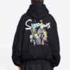 Balenciaga x The Simpsons Yastıklı Bomber Kapüşonlu Sweatshirt “Siyah” 657115TLVG71000