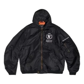 Balenciaga x WFP Hafif Kapüşonlu Bomber Ceket “Siyah” 752178TLO251000