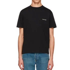 Basit Küçük Logolu Yuvarlak Yaka Kısa Kollu Unisex Siyah 556151TYK281000