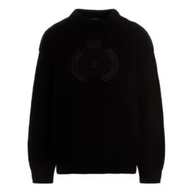 BB Laurel Crown Logo Yuvarlak Yaka Örme Kazak “Siyah” 664369T32111000