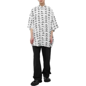 BB Logolu Oversized Tişört “Beyaz Siyah” 725382TNL889040
