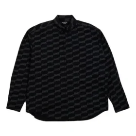 BB Monogram Düğmeli Uzun Kollu Gömlek “Siyah” 662983TML361269