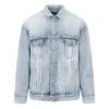 BB Spreyli Denim Ceket Geniş Kesim “Açık Mavi Sarı” 678354TDW143341