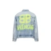 BB Spreyli Denim Ceket Geniş Kesim “Açık Mavi Sarı” 678354TDW143341