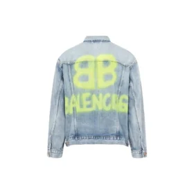BB Spreyli Denim Ceket Geniş Kesim “Açık Mavi Sarı” 678354TDW143341