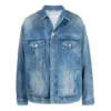 BB Spreyli Denim Ceket Geniş Kesim “Elektrik Mavisi Fuşya” 678354TCW030406