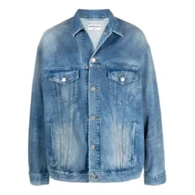 BB Spreyli Denim Ceket Geniş Kesim “Elektrik Mavisi Fuşya” 678354TCW030406