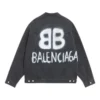 BB Spreyli Denim Ceket Geniş Kesim “Koyu Gri Beyaz” 678354TIWA21440