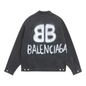 BB Spreyli Denim Ceket Geniş Kesim “Koyu Gri Beyaz” 678354TIWA21440