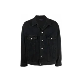 BB Spreyli Denim Ceket Geniş Kesim “Koyu Gri Beyaz” 678354TIWA21440