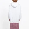 Bedeni Başından Giyilen İpli Kapüşonlu Sweatshirt Beyaz 570792TEV199044