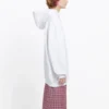 Bedeni Başından Giyilen İpli Kapüşonlu Sweatshirt Beyaz 570792TEV199044