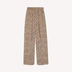Bej/siyah renkli kadın monogramlı pijama pantolonu