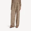 Bej/siyah renkli kadın monogramlı pijama pantolonu
