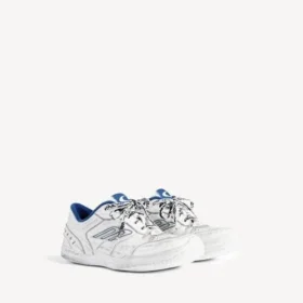 Beyaz/koyu mavi/gri renkli erkek Hamptons eskitilmiş Sneaker’lar