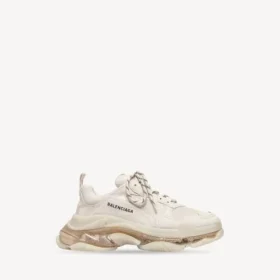 Beyaz renkli erkek Triple S şeffaf tabanlı Sneaker’lar