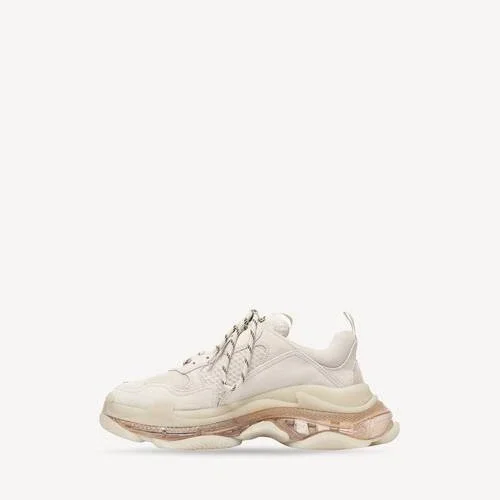 Beyaz renkli erkek Triple S şeffaf tabanlı Sneaker’lar Beyaz renkli erkek Triple S şeffaf tabanlı Sneaker’lar