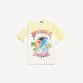 Beyaz renkli, erkekler için ekstrem tie-dye orta kesim tişört